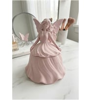 Beyaz Peri Kız Figürlü Dekoratif Takı Kutusu ve Organizer 14x14x20 cm