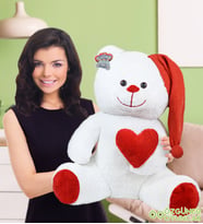 80 cm Kalp Yastıklı Uyku Arkadaşı Peluş Ayıcık (Mavi)