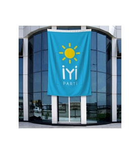 Mavi İyi Parti Bayrağı 140gr Premium Raşel Kumaş 400x600cm