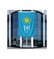 Mavi İyi Parti Bayrağı 140gr Premium Raşel Kumaş 400x600cm