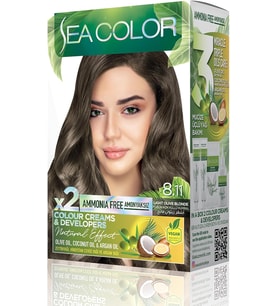 Sea Color Amonyaksız, Vegan, Doğal, Besleyici Kalıcı Saç Boyası%100 Beyaz Kapama (1 Paket 2 X 50 Ml
