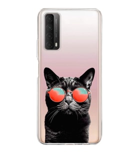 PrintiFy Huawei P Smart 2021 ile Uyumlu 1mm Slim Fit Kedi 3 050d Baskılı Şeffaf  Kılıf