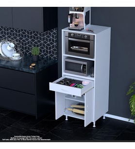 Modilayn BİRCE LİNA M-60 x 162,4 x 48 cm Çekmeceli Çok Amaçlı Fırın ve  Banyo & Mutfak Dolabı