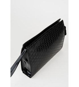 Kadın Petunya Dokulu Siyah Astarlı Suni Deri Bilek Askılı Portföy El Ve Clutch Çanta
