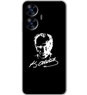 Realme C55 Kılıf HD Desen Baskılı Kılıf - Atatürk Silüet İmza
