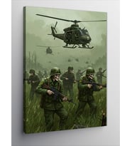Kanvas Tablo İskelet Askerler ve Helikopterler