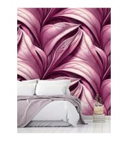 Dreamwall 3D Çiçekler Desenli Silinebilir Sağlıklı Tekstil Duvar Kağıdı (Lila)