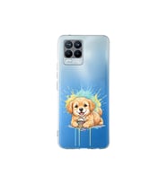Realme 8 Pro ile Uyumlu Splash Köpek Tasarımlı Şeffaf Silikon Kılıf