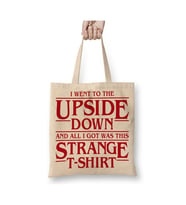 I Went To The Upside Down Stranger Things Bez Çanta Uzun Saplı Alışveriş Çantası Plaj Çantası (Beyaz)