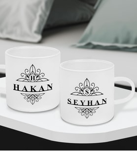 BK Gift Kişiye Özel İsimli 2’li Buzlu Cam Türk Kahvesi Fincanı-6, Sevgiliye Hediye, Arkadaşa Hediye, Anneye Hediye, Ofis Hesiyesi