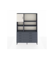 Arges Dolap 7 Raflı 8 Çekmeceli Tek Kapaklı  132x30x195 Antrasit-Aytaşı/Antrasit