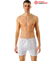 Anıt 1152 Erkek %100 Pamuklu Rahat Paçalı Klasik Tekli Boxer (Beyaz)