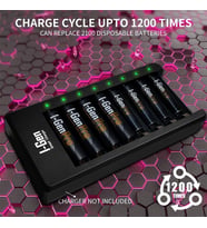 8'li Pil Şarj Aleti + 4 Adet AA Pro 2950 mAh + 4 Adet AAA Pro 1100 mAh Şarjlı Kalem Pilli Set 1.2V Ni-MH
