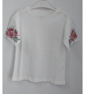 Divonette Kolları Taş Baskılı Kız Çocuk Body 5-8 Yaş Ekru