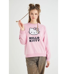 Lisanslı Baskılı Oversize Fit Pembe Sweatshirt