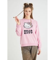 Lisanslı Baskılı Oversize Fit Pembe Sweatshirt