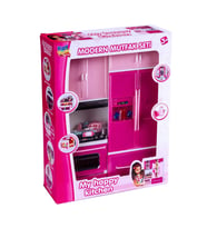 My Happy Kitchen İkili Mutfak Seti - Modern Mutfak Seti - Işıklı Sesli Mutfak Oyuncak - Buzdolabı, F