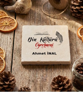 Kişiye Özel Din Kültürü Öğretmeni Bardak Altlığı Öğretmenler Günü Hediyesi (Krem)