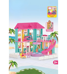 Mila'nın Miami Evi Havuzlu Kaydıraklı Oyuncak Bebek Evi Seti (3+ Yaş)