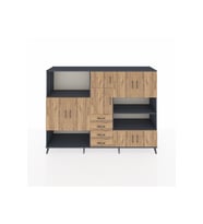 Hyperion Dolap 9 Raflı 4 Çekmeceli 8 Kapaklı 220x44x163 Antrasit-Çam