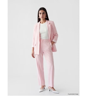 LCW Vision Pembe Regular Fit Keten Karışımlı Kadın Pantolon