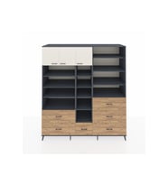 Kronos Dolap 17 Raflı 6 Çekmeceli 3 Kapaklı 220x59x243 Antrasit-Aytaşı/Çam