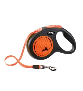 Flexi New Neon Otomatik Turuncu Şerit Köpek Gezdirme Tasması Small 5 Metre