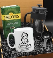 Anneler Gününe Özel Kupa & French Press & 250 Gram Jacobs Filtre Kahve Hediye Seti