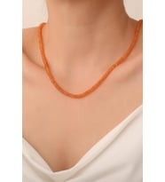 Carnelian Akik Taşı Kolye (925 Ayar Gümüş Aparatlı) (Turuncu)