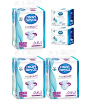 Mavi Beyaz Ped Emici Külot Hasta Bezi L - Large Büyük 90 Adet + Yatak Koruyucu Örtü 60*90CM 60 Adet