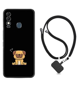Tecno Spark 8T Kılıf Resimli Boyun Askılı İpli Desenli Silikon Series Uyuyan Köpek 1875