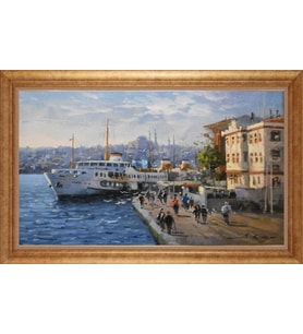 EV İŞYERİ OFİS İÇİN ALTIN ÇERÇEVELİ PASPARTULU TABLO VB641