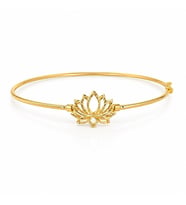 14 Ayar Lotus Çiçeği Oluklu Ajda Altın Kelepçe