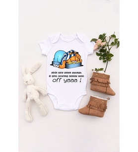 Unisex Bebek Bütün Gece Annem Uyutmadı Baskılı Body Zıbın