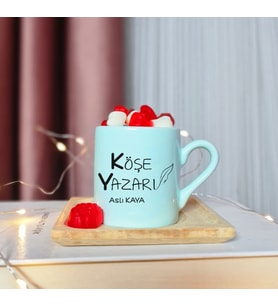 Köşe Yazarı Tasarımlı Kişiye Özel Yeşil Türk Kahvesi Fincanı