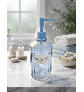 Kardelen Dekoratif Mavi Yuvarlak Sabunluk Deterjanlık