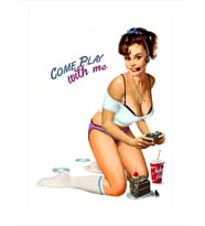 Konsol Oynayan Pin Up Kızı Tasarım Mdf Tablo