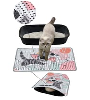 Kedi Kumu Paspası, Delikli Kedi Tuvaleti Paspası, 40*60-Neşeli Kedi