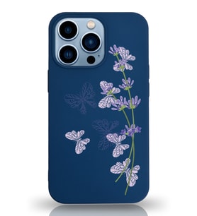 Apple iPhone 13 Pro Max  Lansman Kılıf Lavanta-Kelebek Tasarımlı Altı Kapalı İçi Kadife Kaplı  Kapak (Şeffaf)