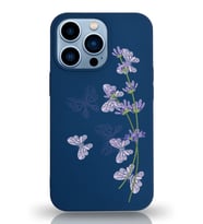 Apple iPhone 13 Pro Max  Lansman Kılıf Lavanta-Kelebek Tasarımlı Altı Kapalı İçi Kadife Kaplı  Kapak (Şeffaf)