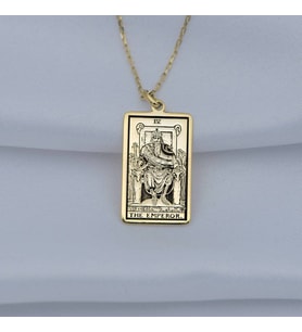 24 Ayar Has Altın Kaplama  Tarot (The Emperor) İmparator Gümüş Kolye