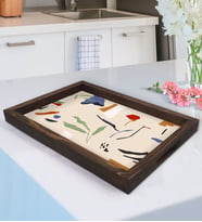 BK Gift Modern Art Tasarımlı Doğal Ahşap Tepsi-20