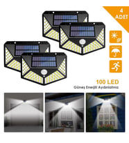 Technojet 4Adet 100 Ledli Hareket Sensörlü Güneş Enerjili Solar Bahçe Lambası Led Şarj Olabilen