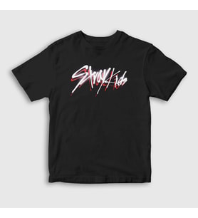 Presmono Unisex Çocuk Siyah Logo V2 Stray Kids T-Shirt 122821tt