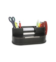 5 Bölmeli Organizer Masaüstü Ofis Masa Düzenleyici Aksesuar Deri Kalemlik  (Siyah)
