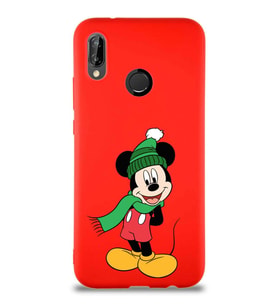 Huawei P20 Lite Soft Premier Kapak Mickey Mouse-G Tasarımlı Silikon Kılıf - Kırmızı (Şeffaf)