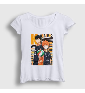 Presmono Kadın Beyaz Team Karasuna Voleybol Anime Haikyu T-Shirt 237851tt
