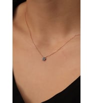 925 Ayar Gümüş Zincrli Rose Kaplama Mix Taşlı Yuvarlak Kolye