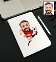 Kişiye Özel Futbolcu Tasarımlı Karikatürlü Beyaz Defter Kalem Seti  93