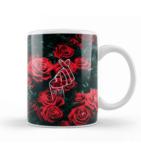 Kpop Korean Love Finger Snap Red Roses Kupa Bardak Porselen